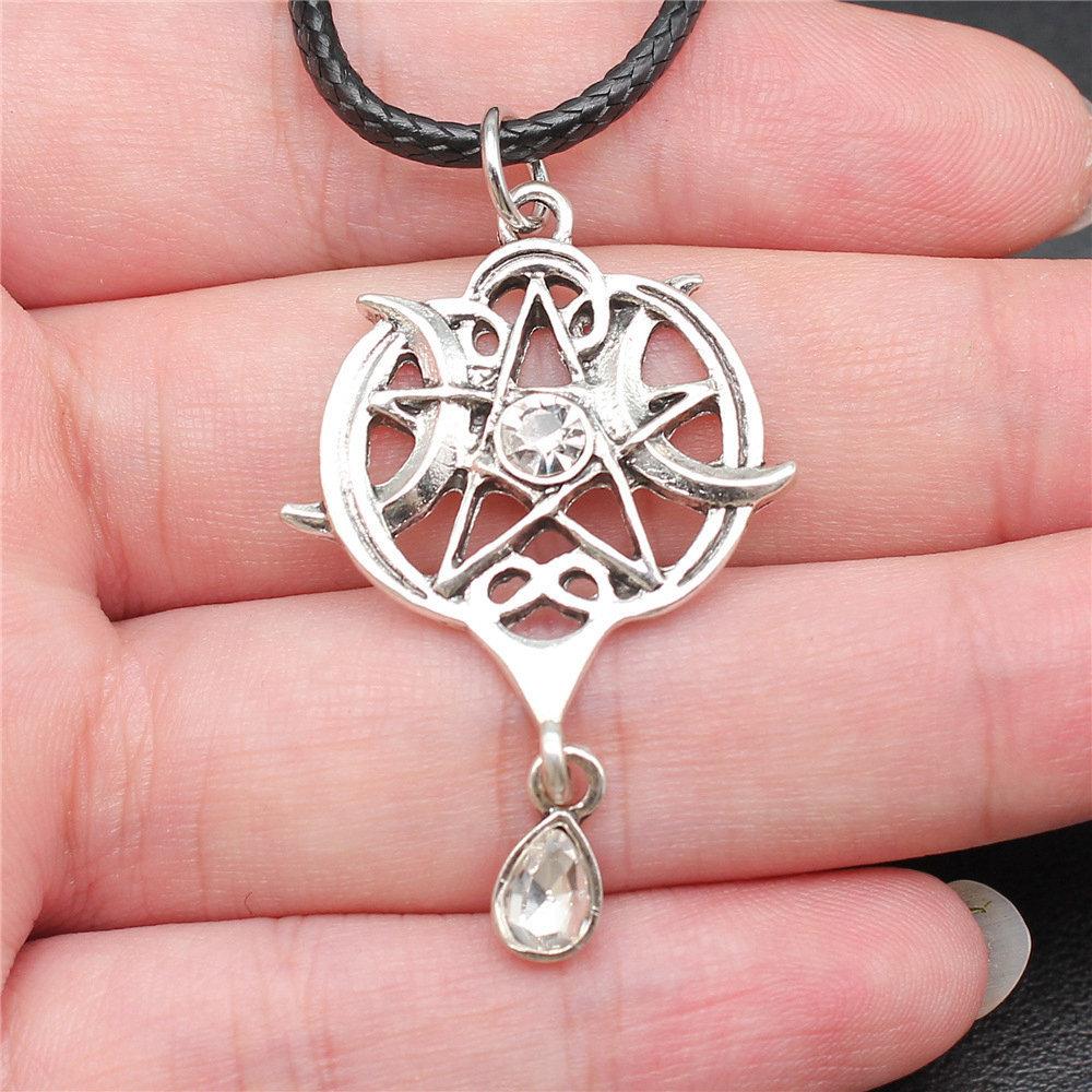 Pěticípá hvězda Slunce Měsíc Pentagram Nebeský přívěsek Starožitný bronzový kov Párový náhrdelník Trendy
