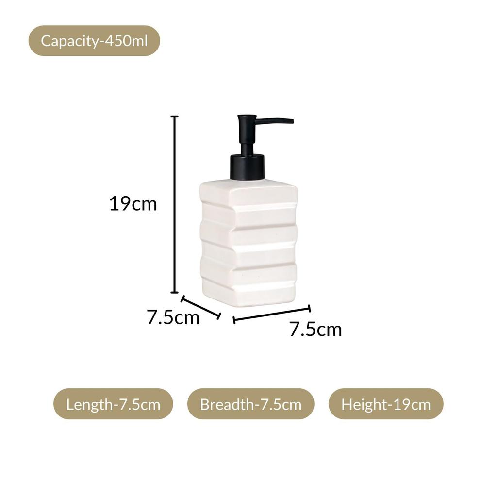 Handwaschseifenspenderpumpe für Badezimmer | Seifenspenderflasche für Küche & Waschbecken | Badezimmerzubehör | 450 ml (Weiß)