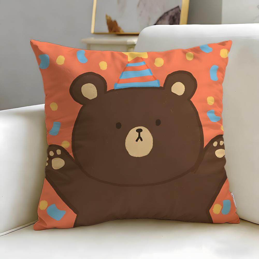 Animal Cute Little Bear Cushion Cover Soft & Easy-Wash Pillow Case – Versatile For Couch, Bed, Travel And Office