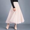 Jarní a podzimní dámská sukně Swing Nafouklá sukně ke kotníkům Vysoký pas Úzká víla s ohlávkou Síťová příze Sukně A-line