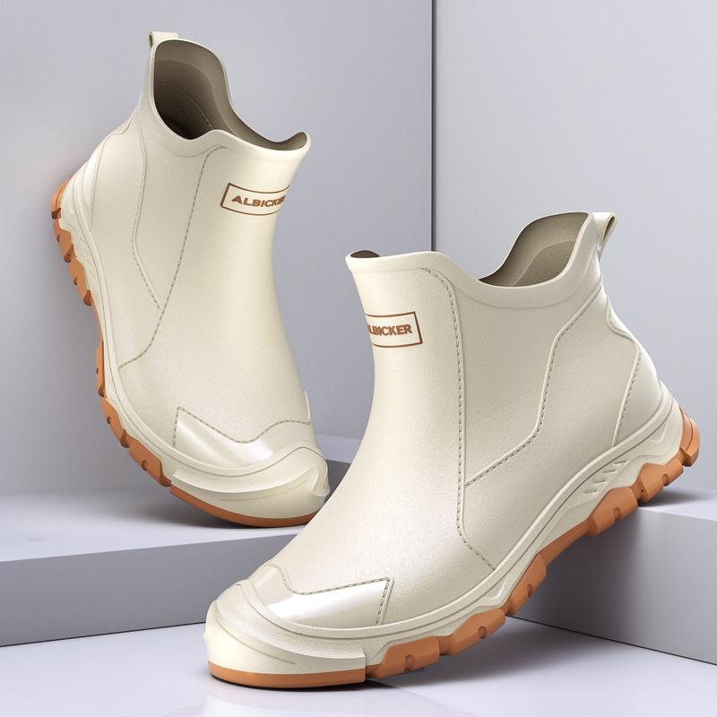 Bottes de pluie basses imperméables et antidérapantes en caoutchouc pour hommes pour la cuisine, chaussures de chef résistantes à l'usure, chaussures de pluie à tube court pour lavage de voiture et plats à emporter.
