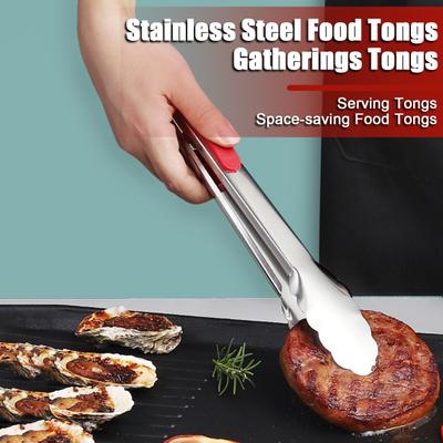 Food Tongs for Cooking Camping BBQ Lightweight Kitchen Pliers Stainless Steel Heat-Resistant Serving Tongs for Restaurants Home Kitchens Outdoor