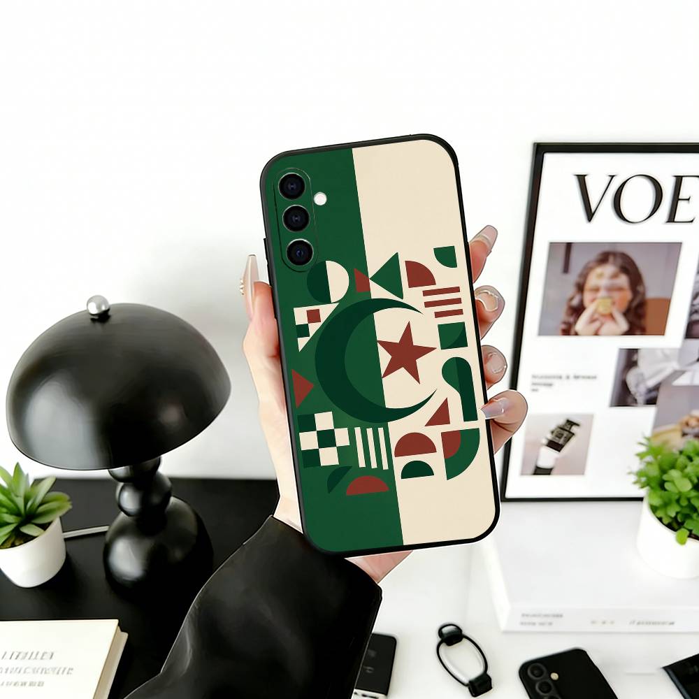 A-Algeria F-Flag Phone Case Black Silicone Soft For Samsung Galaxy A73,A72,A71,A70,A53,A52,A51 Samsung a73 5g
