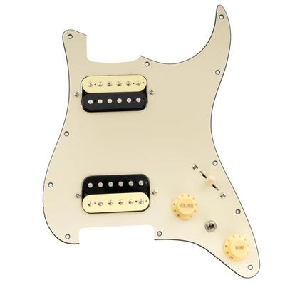Musiclily Pro SE Prewired Pickguard with Alnico 5 Humbucker and Mini Toggle Switch for Strat Electric Cream ST-HH-OMHA Guitar, 3-Ply,