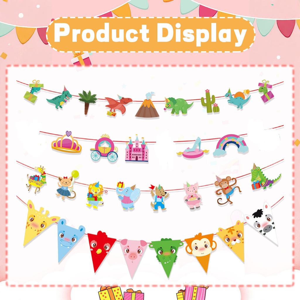 Children's Birthday Flag Kindergarten Shopping Mall Store Event Decoration Birthday Party Party Cartoon Pennant Flag