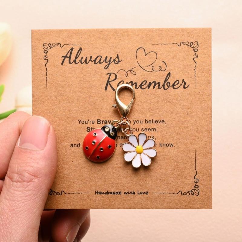 Pack of 10pcs Zinc Alloy Ladybird Daisy Keychain Charm Lightweight Nature Inspired Accessories For Bags Keys