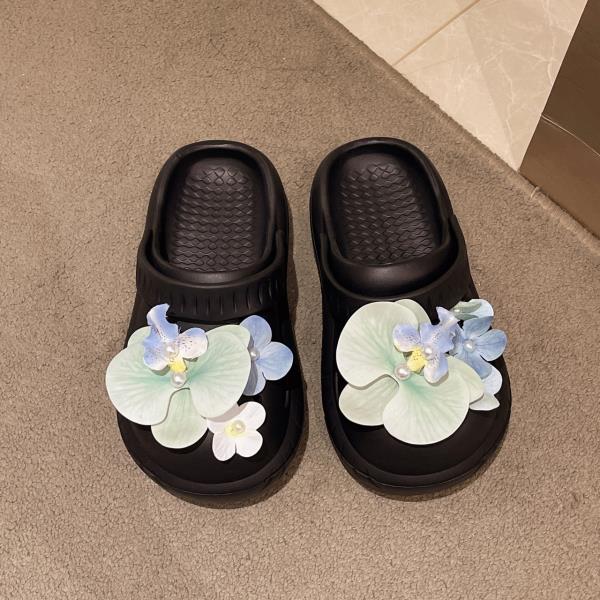 

Модные домашние тапочки Обувь на платформе Женские 2025 Тапочки Стринги Бисер Закрытый носок Цветок Новые Мягкие Сандалии Цветочная обувь Женские тапочки S 35