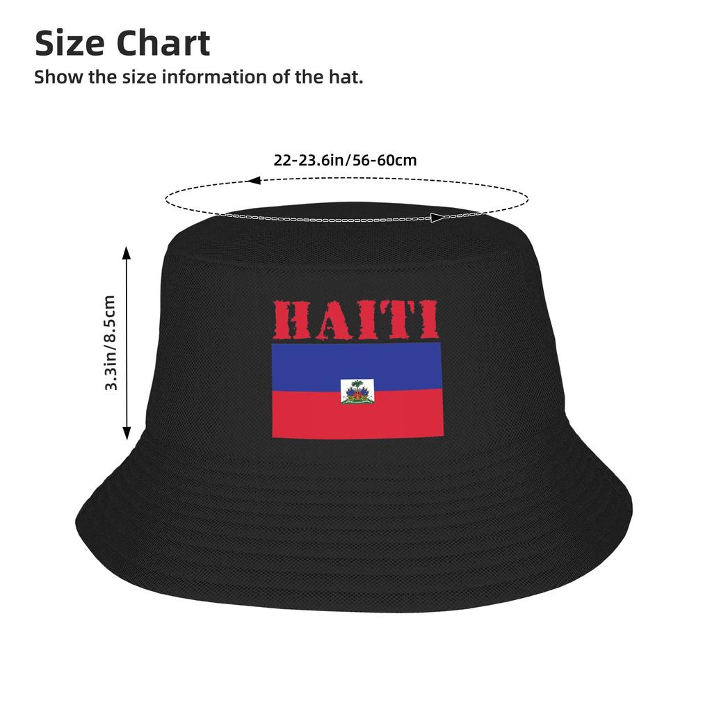 Women Bucket Hats Haiti Flag Spring Headwear Lightweight Vacation Fishing Caps Panama Hat Birthday Gift