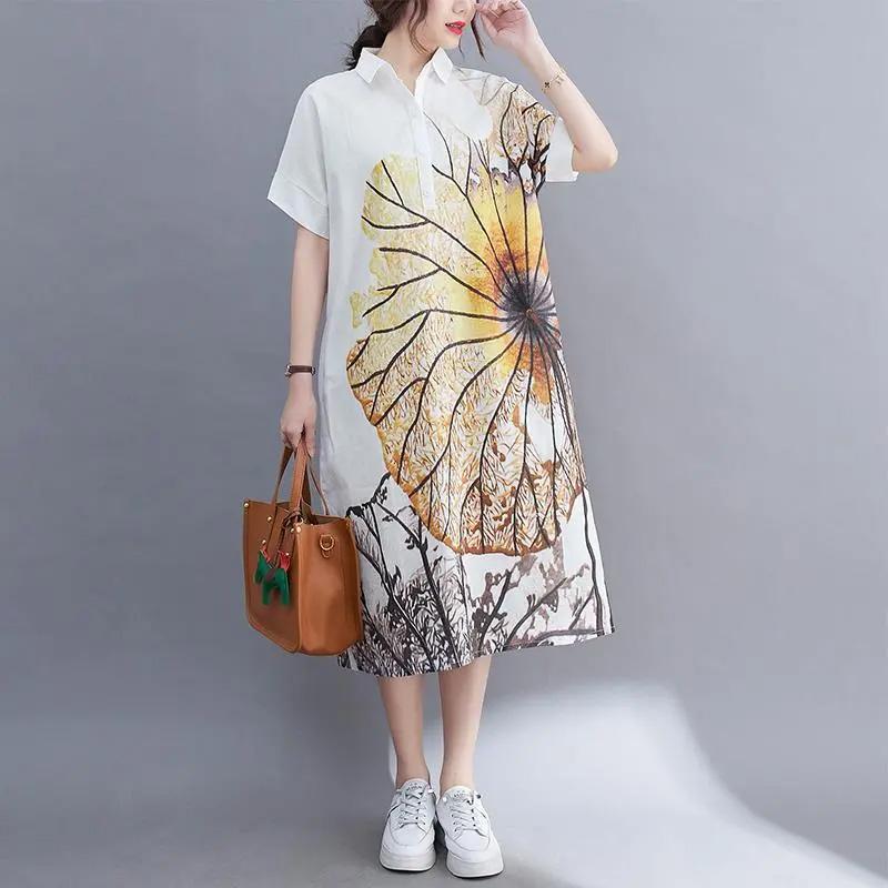 

Спідниця для жінки бавовняна літня плюс розмір вільна квіткова вінтажна суцільна спідниця повсякденна м яка довга святкова сукня білий