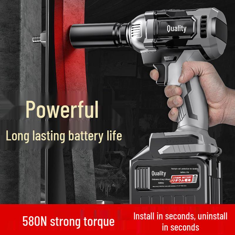 High Torque Brushless Electric Impact Wrench with Lithium Battery & Socket Rack for Auto Repair