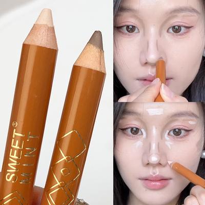 Caneta de Contorno de Ponta Dupla Iluminador Facial Corretor Sombra para Nariz Esculping Natural 3D Bastão de Maquiagem para Contorno