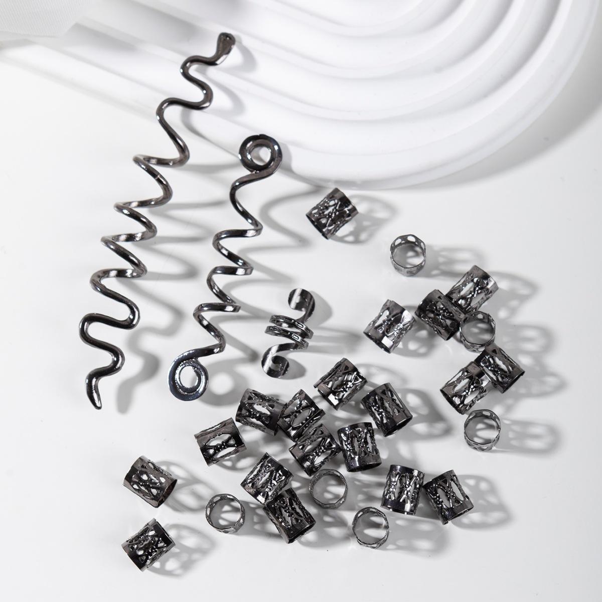 

Дреды, бусины, металлические заколки для волос, украшения, аксессуары для волос, украшения для волос для женщин, косы 28pcs/set чёрный