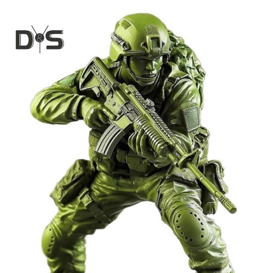 Elite Kampfsoldat Figur Grün Militärmänner Statue Sammlerstück Mini Soldatenstatue für Desktop-Dekor Militärbegeisterte Geschenk