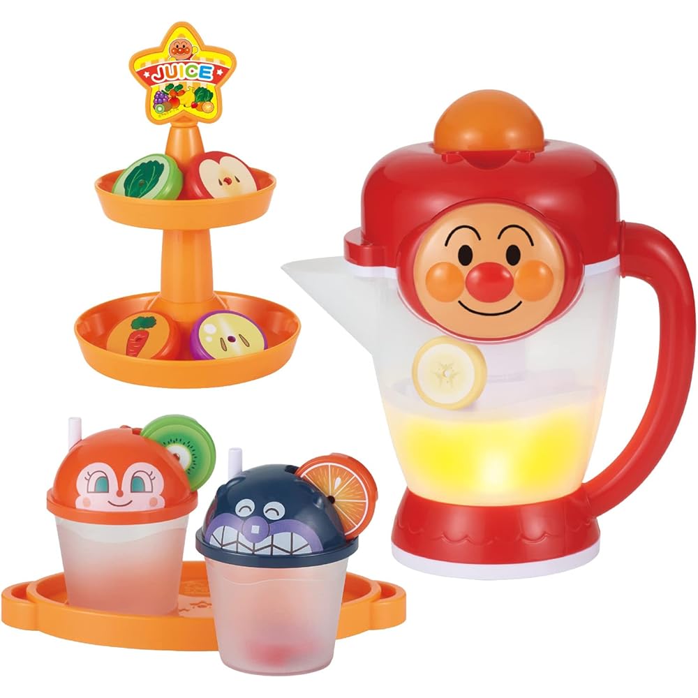 Bandai Anpanman Talking Mixer Toy for Ages 2 and Up with Fruit and Vegetable Accessories