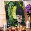DIY Pearl Painting Canvas Cute Mouse & Cucumber Design Shiny 3D Bead Art Kit Creative Leisure Craft for Living Room Wall Decor