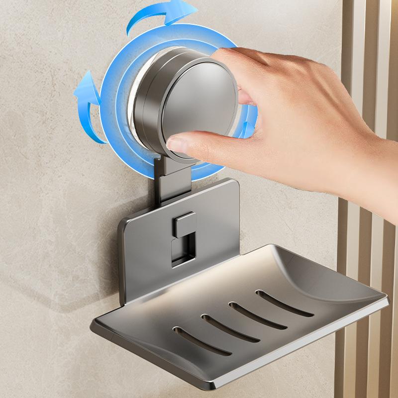 Suction Cup Soap Holder Wall Mounted Soap Storage Drain Rack Bathroom Shower Soap Holder Household Soap Tray Storage Organizer