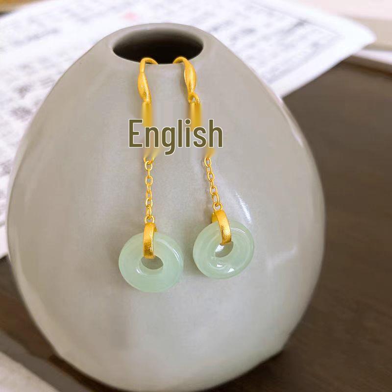 Elegant Chinese Butterfly Ping An Buckle Earrings - Luxurious Ancient-Style Qipao Hanfu Ear Accessories for Women зелёный