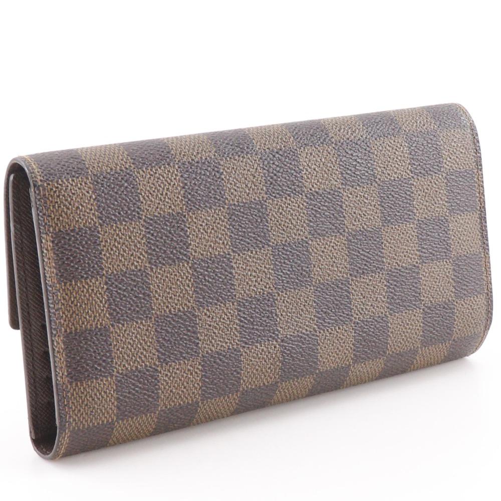 LOUIS VUITTON Portefeiulle International Purse N61217 Brown Damier canvas unisex Used
