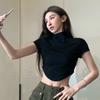 Summer Short Shoulder Skinny Short Sleeve T-Shirt Women's Pure Desire Atmosphere High Waist Navel Spicy Tights