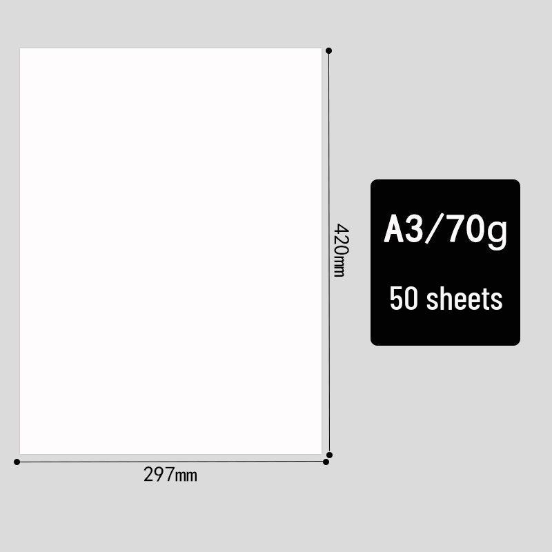 

Білий папір формату А4, Папір для рукописів формату А5, Копіювальний папір формату А3, Папір для друку та екзаменів формату А4, Папір для нотаток, Папір для практики каліграфії, Папір для малювання. 50 sheets [Premium Thick 70g]