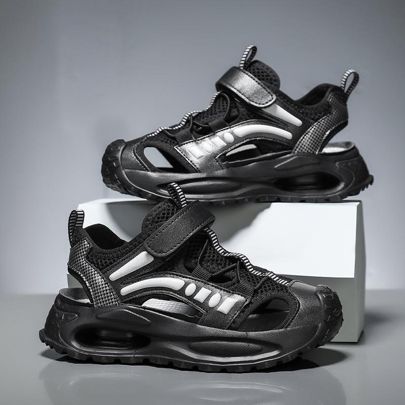 Дышащие летние спортивные сандалии с закрытым носком для детей, унисекс 28