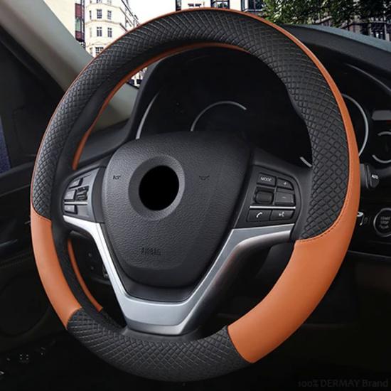 100% DERMAY Brand Leather Steering Wheel Cover Non-slip for Renault Megane 2 II MK2 2002-2009 Car Styling Auto Accessories