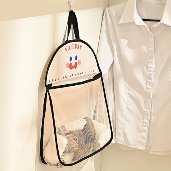 Mesh Storage Bag Large Capacity See-through Storage Pouch with Hanging Loop Foldable Wardrobe Organizer