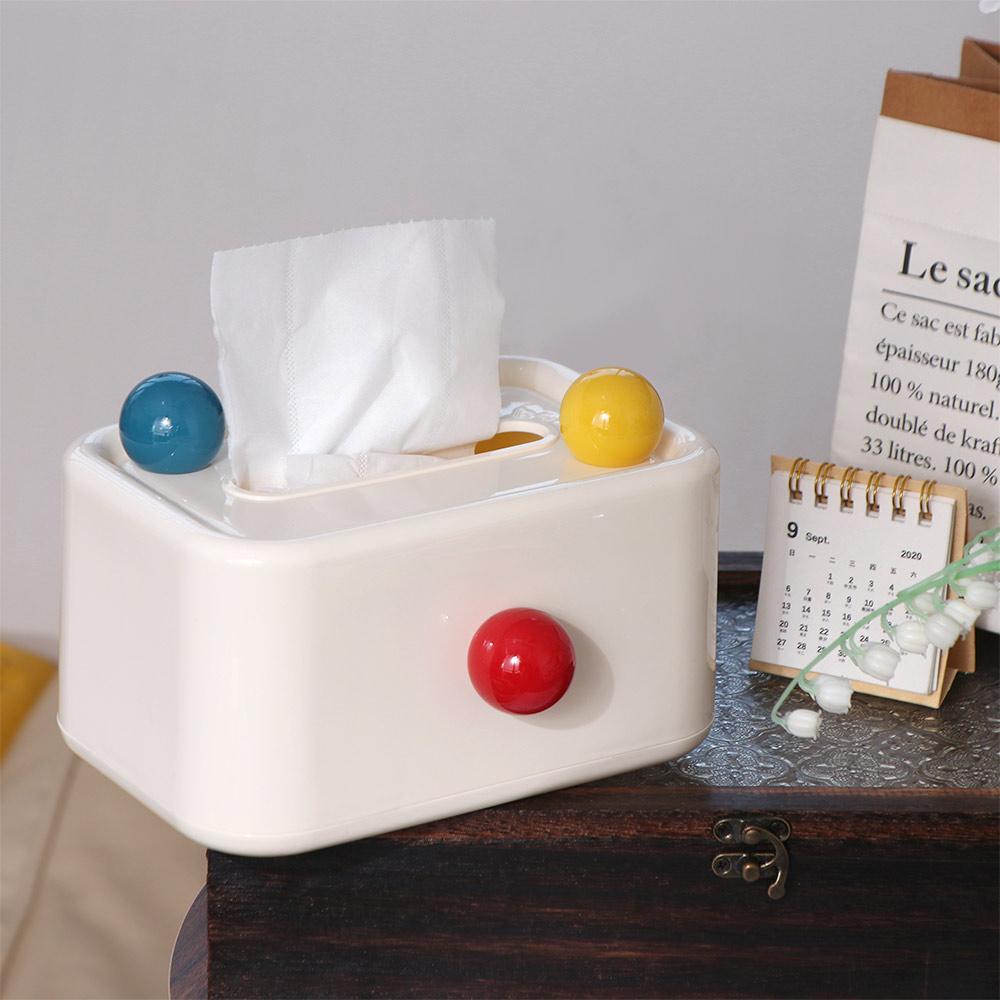 

Colorful Ball Tissue Box Multi-functional Napkin Case Simple Desktop Paper Holder Bedroom