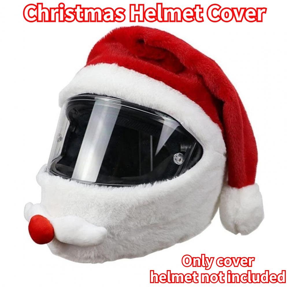 

Plush Handmade Cute Helmet Cover Christmas Hat Festive Helmet Sleeve Motorcycle Helmet Protection Accessories. Red