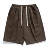 Shorts Masculinos Casuais Largos Estilo Japonês para Trabalho, Combinação Total, Verão, Cor Sólida, Pregueados, Comprimento até o Joelho