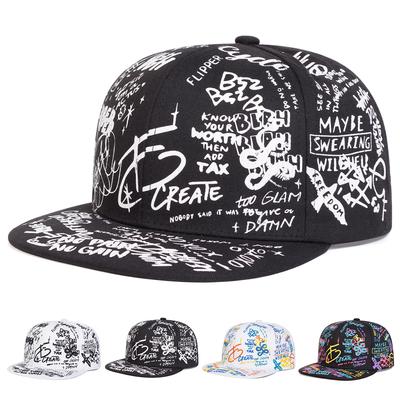 Unisex Schwarz-Weiß Buchstaben Graffiti Druck Hip-Hop Hüte Frühling Herbst Outdoor Verstellbare Lässige Baseballkappen Sonnenschutzhut