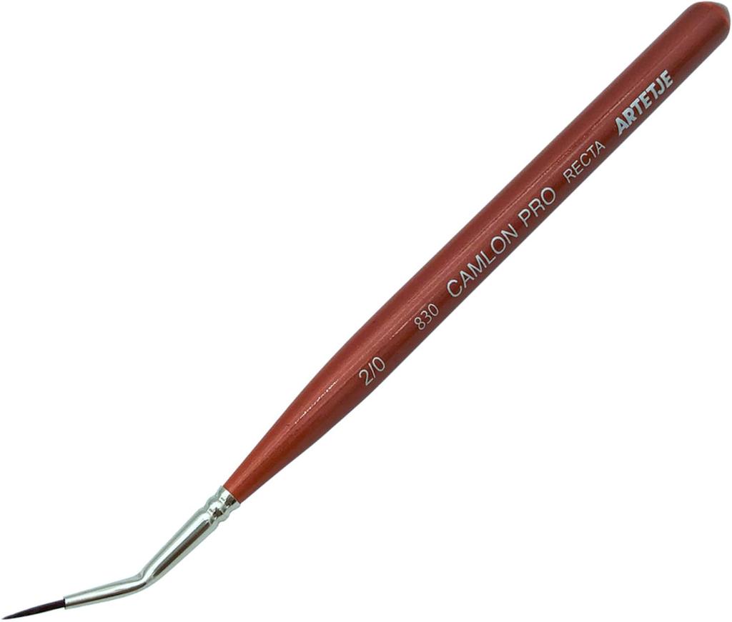 Beaver Corporation AMS Artege Paint Camron Pro Recta Hobby Painting AMS164895 Brush, 830, No. 2/0, Bent, 8.0mm Bristles, 1.1mm Bristles, Tool,