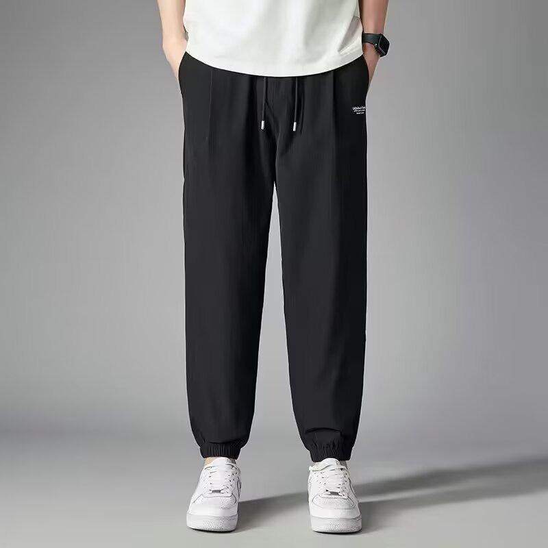 Shirt Less Clothing Summer Pants Men's High Street Tide Brand Design Sense Niche Nine-point Pants Tied Feet Casual Trousers