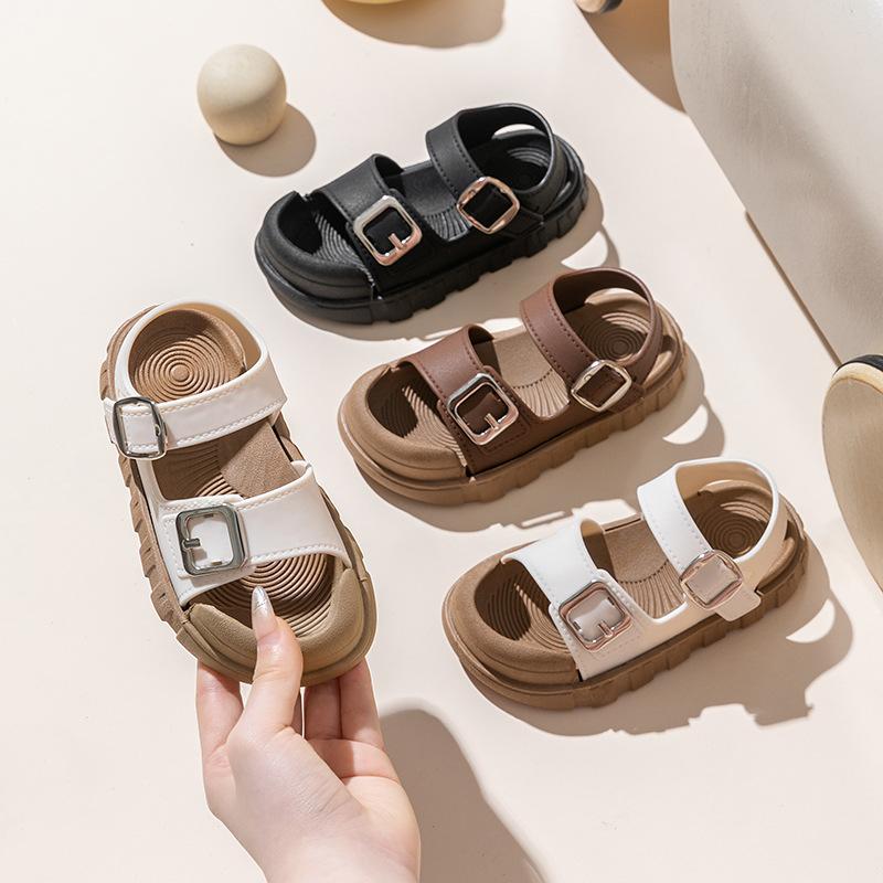 Girls Sandals New Summer Non-Slip Soft Sole Girls Middle and Large Children Velcro Children's Shoes Baby Beach Sandals