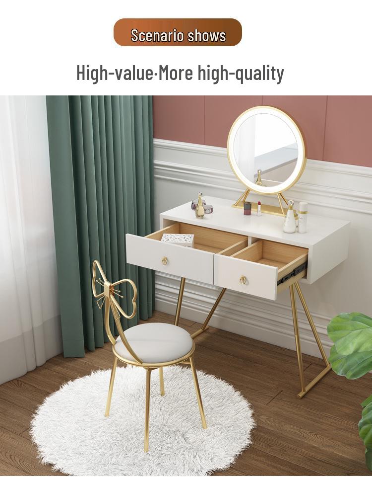 Princess Butterfly Makeup Chair with Detachable Backrest - Ideal for Small Apartment Bedrooms and Vanity Spaces