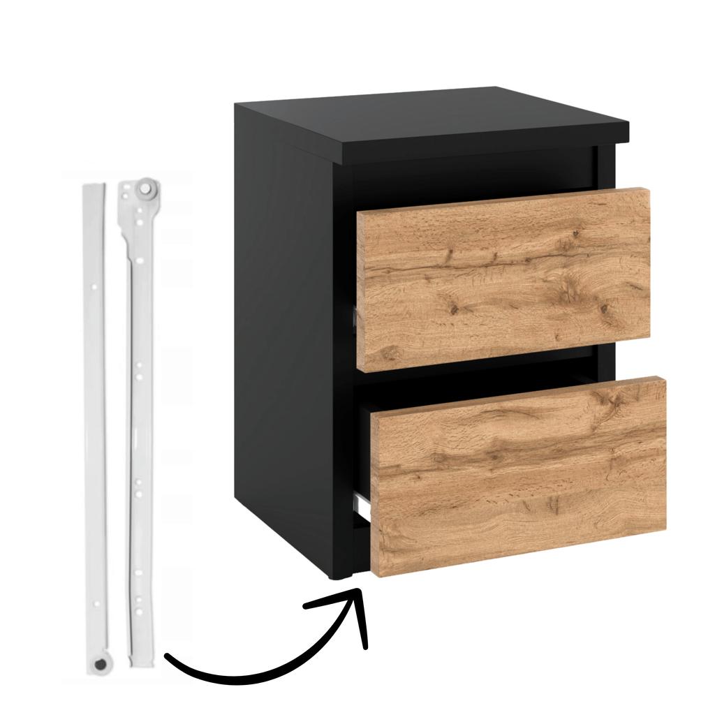 Black Oak Night Cabinet Wotan 30 Cm 2 Drawers Tv Table For Loft Bedroom