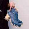 Leather Women Ankle Boots Women's Shoes Low Heel Cool British Embroidered Design Soft Short Boots Party Women Footwear