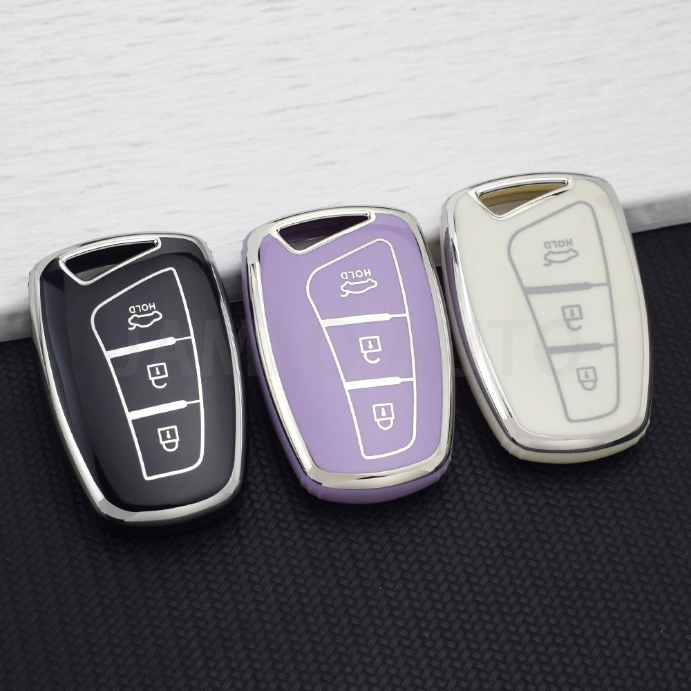 3 Buttons TPU Remote Key Case Cover Fob Shell For Hyundai Santa Fe 3DM Grand SantaFe IX45 Azera Grandeur HG Genesis G80 EQUUS