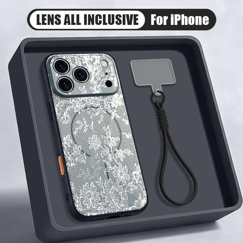 Vintage Mandala Floral Hand Strap Case For iPhone 17 Pro Max iPhone 16 15 14 13 Pro Max Magnetic For Magsafe Hybrid TPU+PC Matte Cover