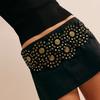 Western Adult Waist Belt with Adjustable Buckle Unique Metal Rivets Waistband PU Waist Belt for Rock Fan Wear Resistant