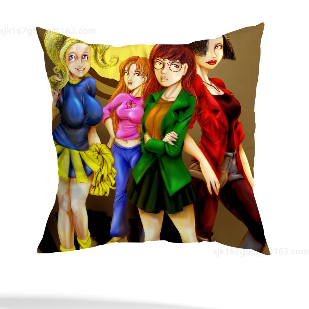 

Cartoon D-Daria Cool Pillow Case Anti-dustmite Pillowcase Invisible zipper silky short plush Sofa cushion cover 12x12Inch