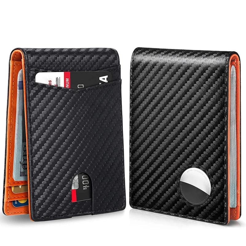 Rfid Airtag Wallets Carbon Fiber Credit Card Holder Bifold Money Bag Id Bank Cardholder Slim Air Tag Wallet for Men Carteiras