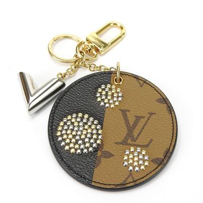 Brugt LOUIS VUITTON Nøglering Portocle Natlys MP1842 Monogram reverse/læder Brun sort Nitter