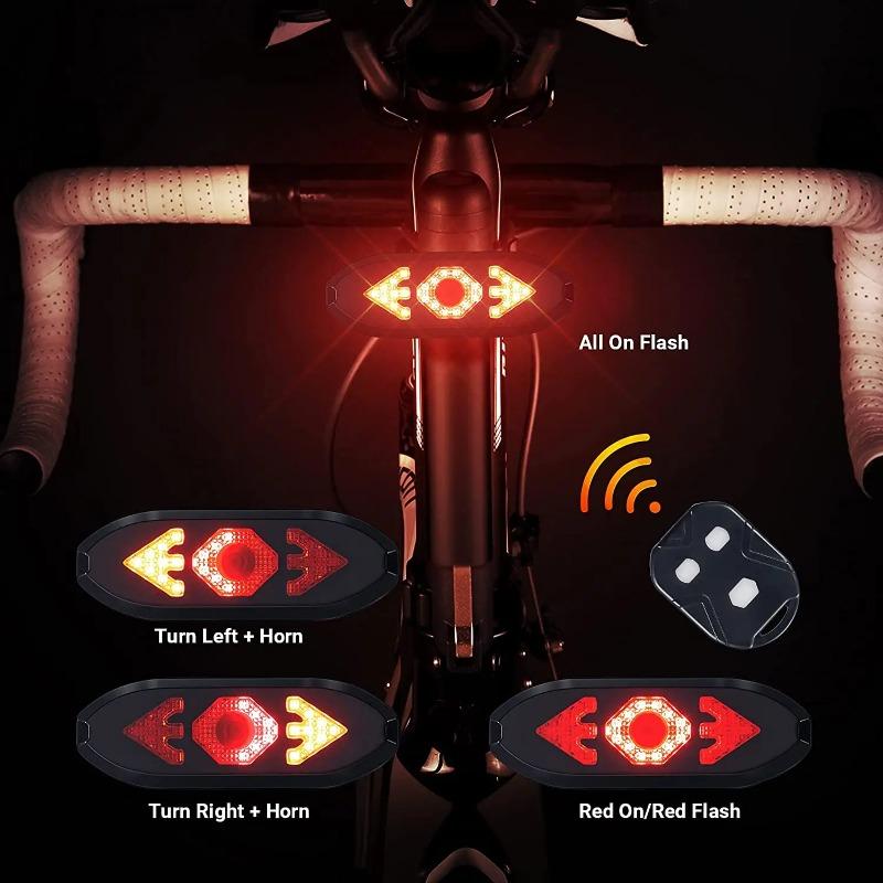 Bike Tail Light with Turn Signals Wireless Remote Control Bicycle Rear Light Back USB Rechargeable Warning Cycling Assessoires