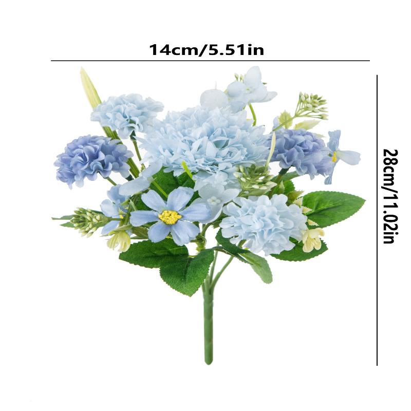 1Pc Artificial Flowers Wedding Home Bedroom Decoration Bridal Bouquet Garden Fake Silk Roses Hydrangeas Vase For Board Outdoors