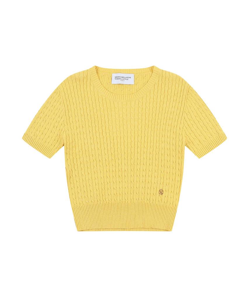 VANAKE Small Cable Knit Short Sleeve Knit_Vb36Ktuv01Z