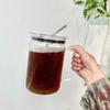 1L Drinking Glass Tumbler With Lid And Straw Glass Coffee Cup Glass Mug Milk Juice Cup Transparent Cup Juice Mocha Cups