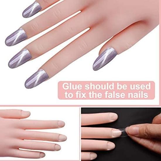 Kalolary Manicure Handübung ist geeignet für Acrylmaniküre und Manikürehände, die sich flexibel biegen lassen. Sie wird mit 500 künstlichen Nägeln und einem