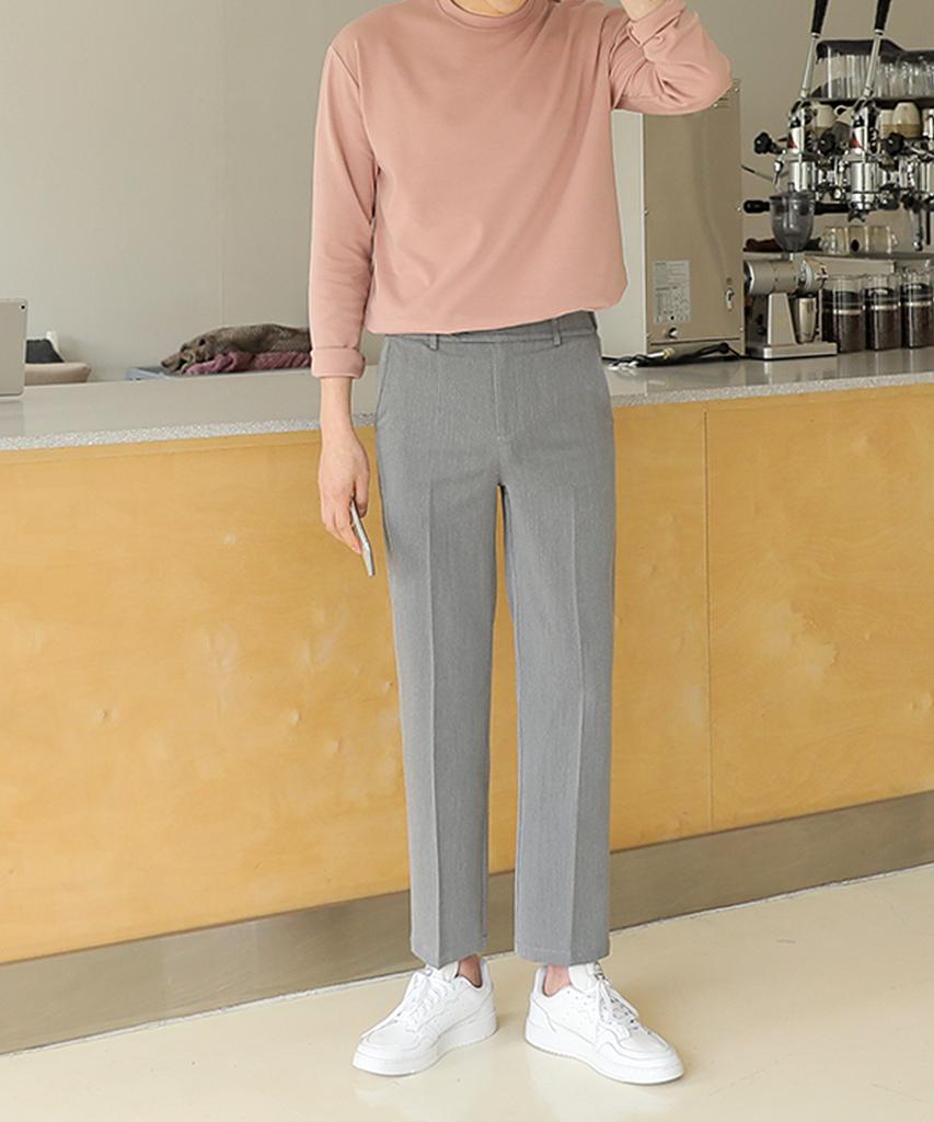 Jikeulib Straight Slacks With Silicone Side Hidden Banding To Prevent Shirt From Unslip