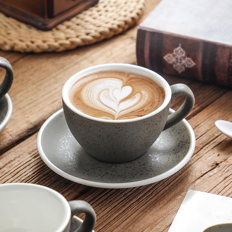 Retro Granite Ceramic Coffee Cup and Saucer Set